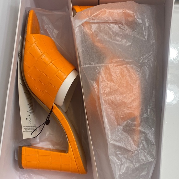 The Drop Orange Chunky Heel Mules - Picture 4 of 8